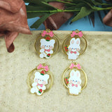 10pcs Bear Rabbit Enamel Charms for DIY Jewelry Round Golden Metal Pendants