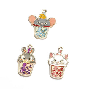 10Pcs Cartoon Elephant Bunny Cat Enamel Charms Metal Pendant