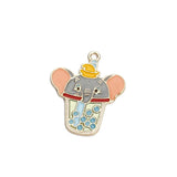 10Pcs Cartoon Elephant Bunny Cat Enamel Charms Metal Pendant