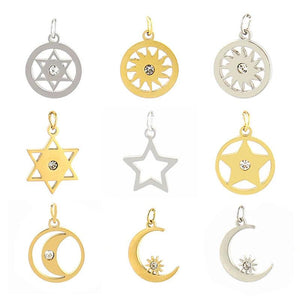 5pcs Stainless Steel Star Charms DIY Jewelry Making Moon Earrings Necklaces