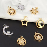 5pcs Stainless Steel Star Charms DIY Jewelry Making Moon Earrings Necklaces