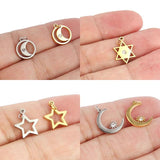 5pcs Stainless Steel Star Charms DIY Jewelry Making Moon Earrings Necklaces