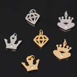 5pcs Stainless Steel Crown Charms for DIY Jewelry Making