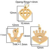 5pcs Stainless Steel Crown Charms for DIY Jewelry Making