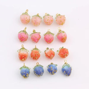 2pcs Pink Peach Charms Resin Pendants Girls DIY Jewelry Accessory