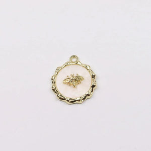 6pcs 20mm Bee Plastic Charms Coin Zinc Alloy Jewelry DIY
