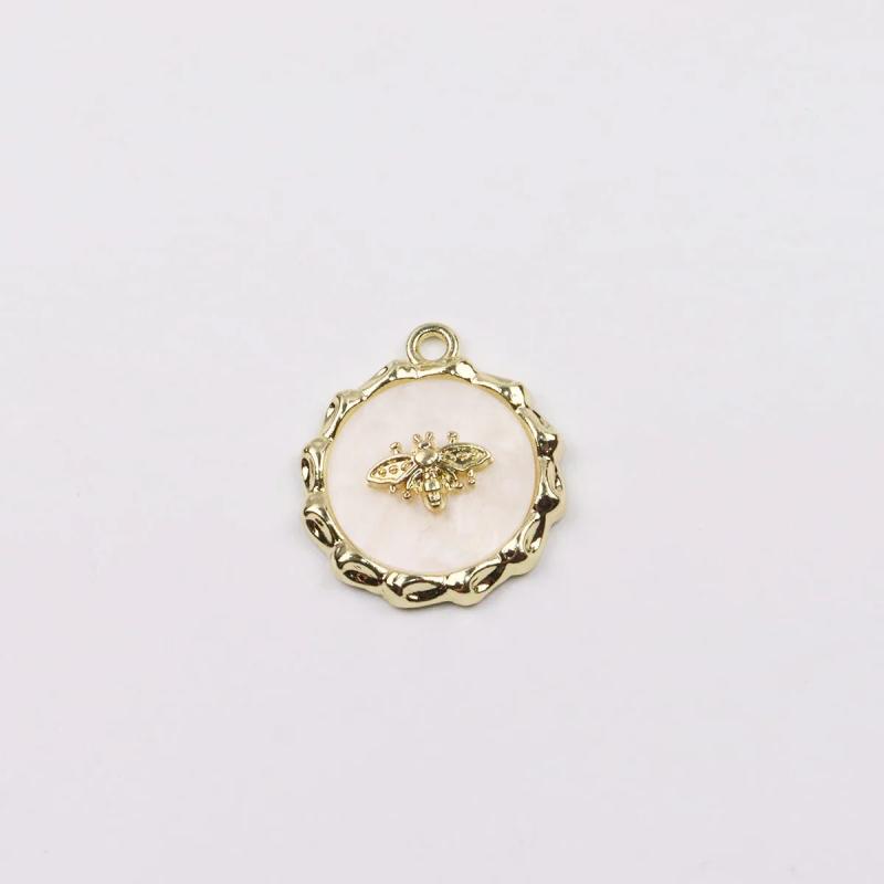 6pcs 20mm Bee Plastic Charms Coin Zinc Alloy Jewelry DIY