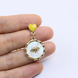 6pcs 20mm Bee Plastic Charms Coin Zinc Alloy Jewelry DIY