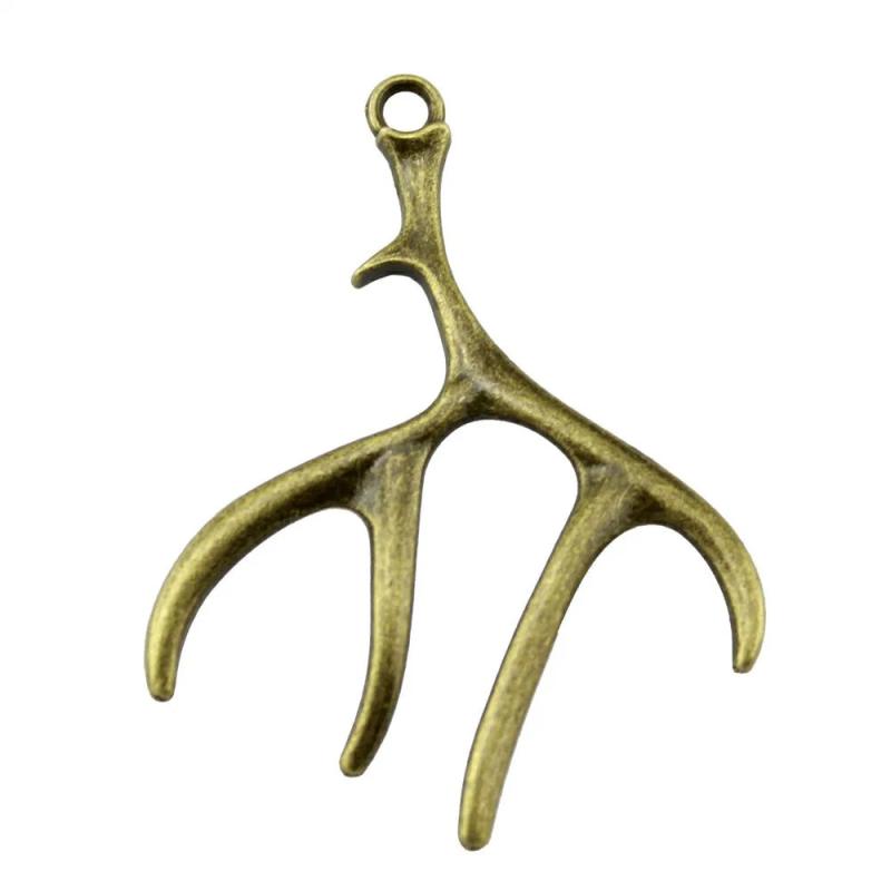 10pcs Christmas Antlers Charm Pendants Jewelry Making