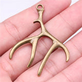 10pcs Christmas Antlers Charm Pendants Jewelry Making