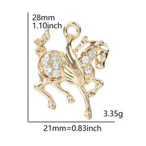10pcs Horse Rhinestone Dangle Charms Pendant DIY for Bracelet Necklace
