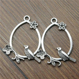 10pcs Flower Bird Earrings Drops Charms For Jewelry Making 2 Colors