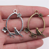 10pcs Flower Bird Earrings Drops Charms For Jewelry Making 2 Colors
