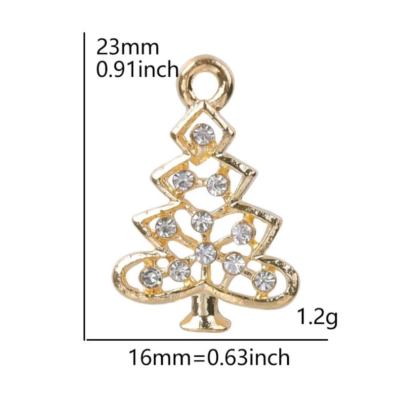 10pcs Christmas Tree Rhinestone Dangle Charms for DIY Bracelet Necklace Bag