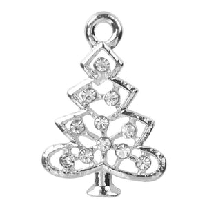 10pcs Christmas Tree Rhinestone Dangle Charms for DIY Bracelet Necklace Bag