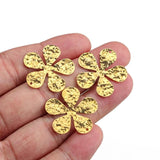 10pcs Raw Brass Flower Charms For DIY Jewelry Making