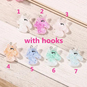 20pcs Glitter Unicorn Charms for DIY Necklace Keychain Making
