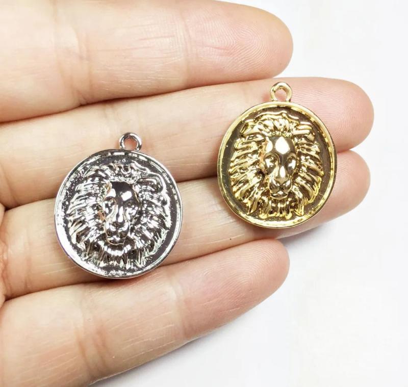 10pcs 22mm Lion Head Charms Pendant Jewelry DIY 2 Colors