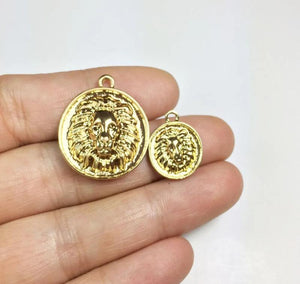 10pcs 22mm Lion Head Charms Pendant Jewelry DIY 2 Colors