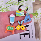 10pcs School Ruler Blackboard Pencil Resin Charms for DIY Earring Making