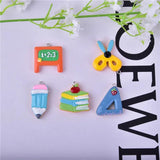 10pcs School Ruler Blackboard Pencil Resin Charms for DIY Earring Making