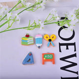 10pcs School Ruler Blackboard Pencil Resin Charms for DIY Earring Making
