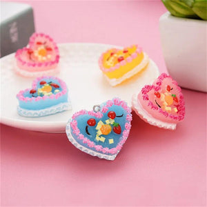 10pcs Love Heart Cake Fruit Necklace Charms Food & Beverages Jewelry Charms