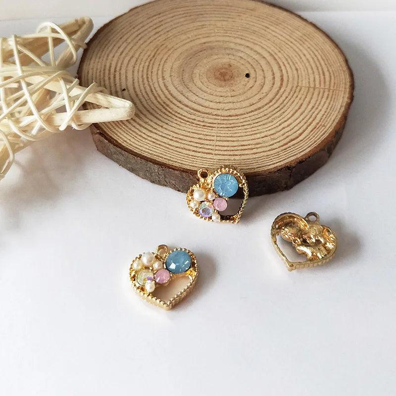 10pcs Crystal Heart Charms Pendant DIY Jewelry Making