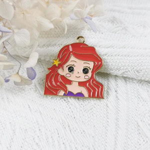 Princess Girl Enamel Metal Charms DIY Jewelry Making Pendants
