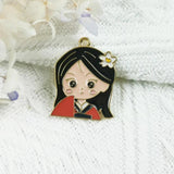 Princess Girl Enamel Metal Charms DIY Jewelry Making Pendants