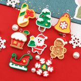 10Pcs Christmas Charms for Jewelry Making Santa Claus Trees Gingerbread Man