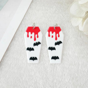 10Pcs Blood Coffin Bat Halloween Charms for Diy Jewelry Making