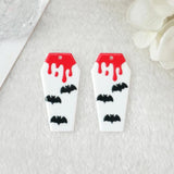 10Pcs Blood Coffin Bat Halloween Charms for Diy Jewelry Making