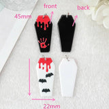 10Pcs Blood Coffin Bat Halloween Charms for Diy Jewelry Making