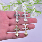 10pcs Pearl Rhinestone Cross Metal Charms for DIY Jewelry Making