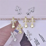 10pcs Pearl Rhinestone Cross Metal Charms for DIY Jewelry Making