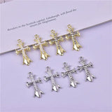 10pcs Pearl Rhinestone Cross Metal Charms for DIY Jewelry Making