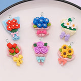 10Pcs Resin Flower Bouquet Charms for DIY Jewelry Making
