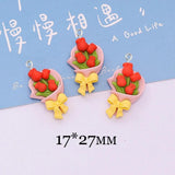 10Pcs Resin Flower Bouquet Charms for DIY Jewelry Making