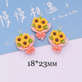 10Pcs Resin Flower Bouquet Charms for DIY Jewelry Making