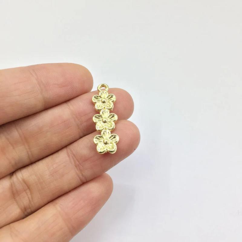 20pcs 8*24*mm Flowers Zinc Alloy Coin Necklace Earring Bracelet DIY 2 Colors