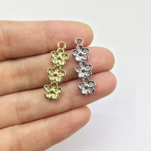 20pcs 8*24*mm Flowers Zinc Alloy Coin Necklace Earring Bracelet DIY 2 Colors