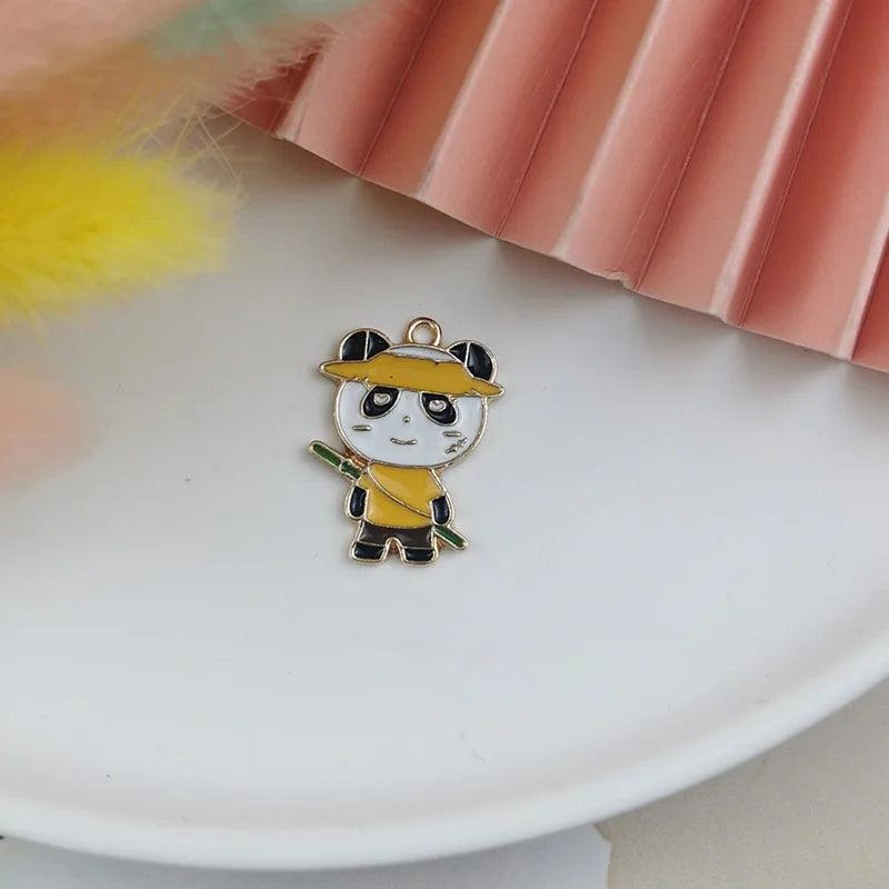 10pcs Panda Enamel Charm for Jewelry Making Earring Pendant