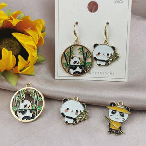 10pcs Panda Enamel Charm for Jewelry Making Earring Pendant