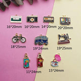 10pcs Enamel Charms Phonograph Dangle DIY Bracelet Earrings