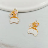 Set of 20 Brown Welsh Corgi Enamel Charms for Jewelry Making DIY