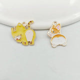 Set of 20 Brown Welsh Corgi Enamel Charms for Jewelry Making DIY