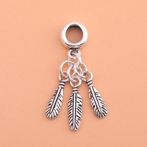 925 Sterling Silver Thai Silver Retro Feather Pendant DIY Material
