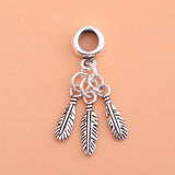 925 Sterling Silver Thai Silver Retro Feather Pendant DIY Material