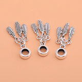 925 Sterling Silver Thai Silver Retro Feather Pendant DIY Material